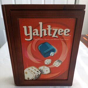 Vintage Addition of Yahtzee Game in Wooden Box with Sliding Lid